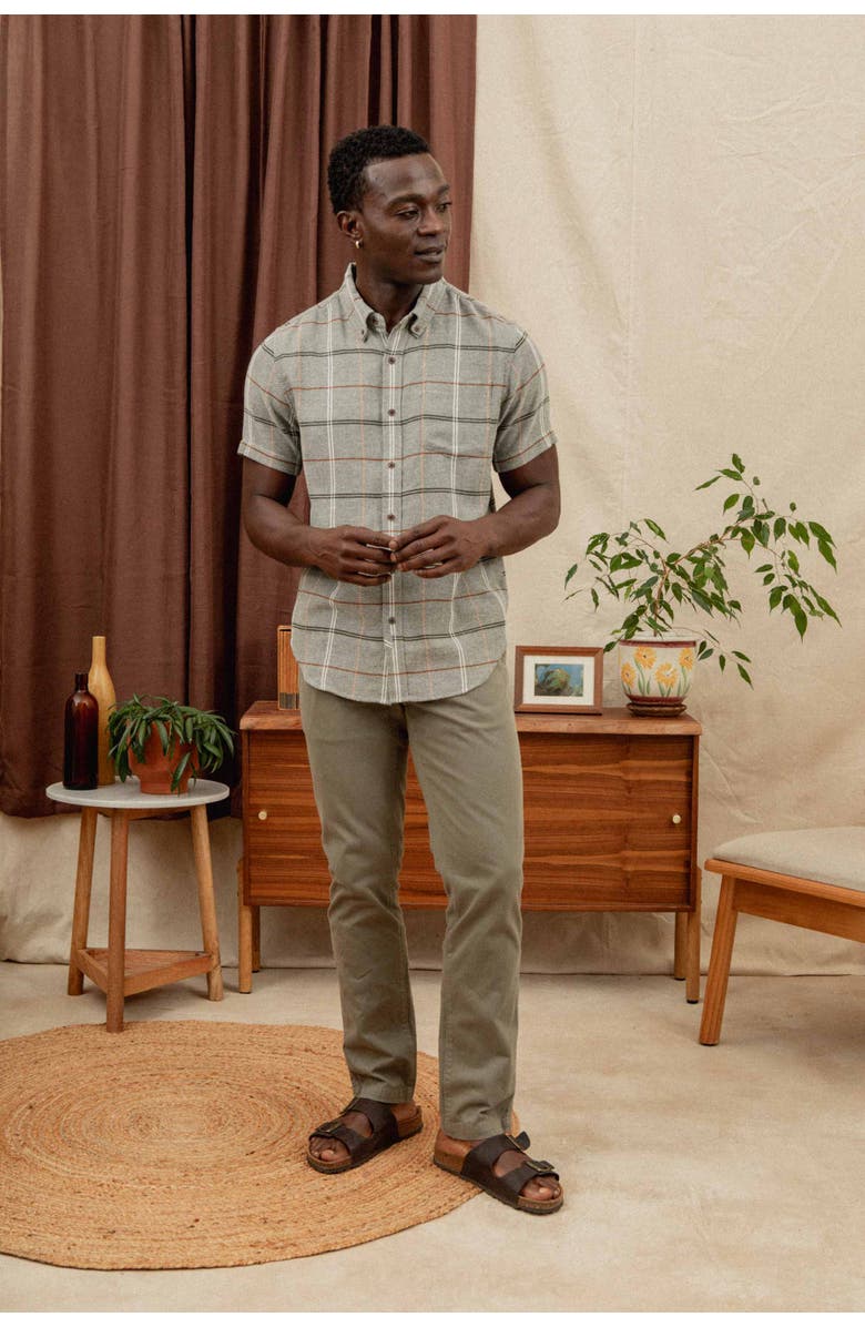 Bridge & Burn Jordan Slim Shirt, Alternate, color, Olive Ember Grid