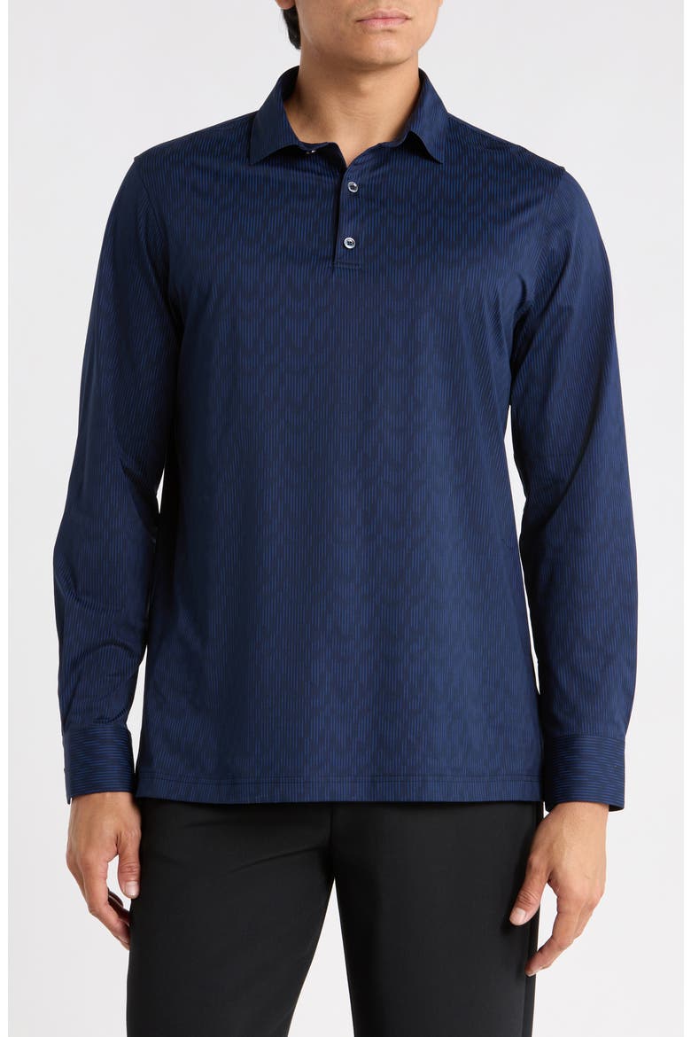 OoohCotton Tech Long Sleeve Polo, Main, color, NIGHT BLUE