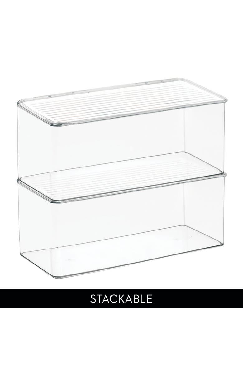 iDesign Stackable Hinged-Lid Storage Box - Set of 3 - Clear, Alternate, color, 