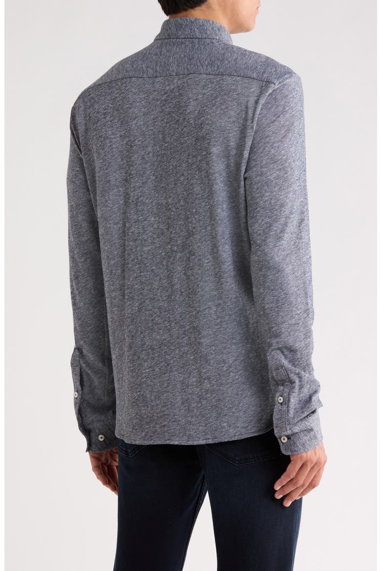 Roan Kent Long Sleeve Cotton & Linen Blend Button-Up Shirt, Alternate, color, DARK BLUE