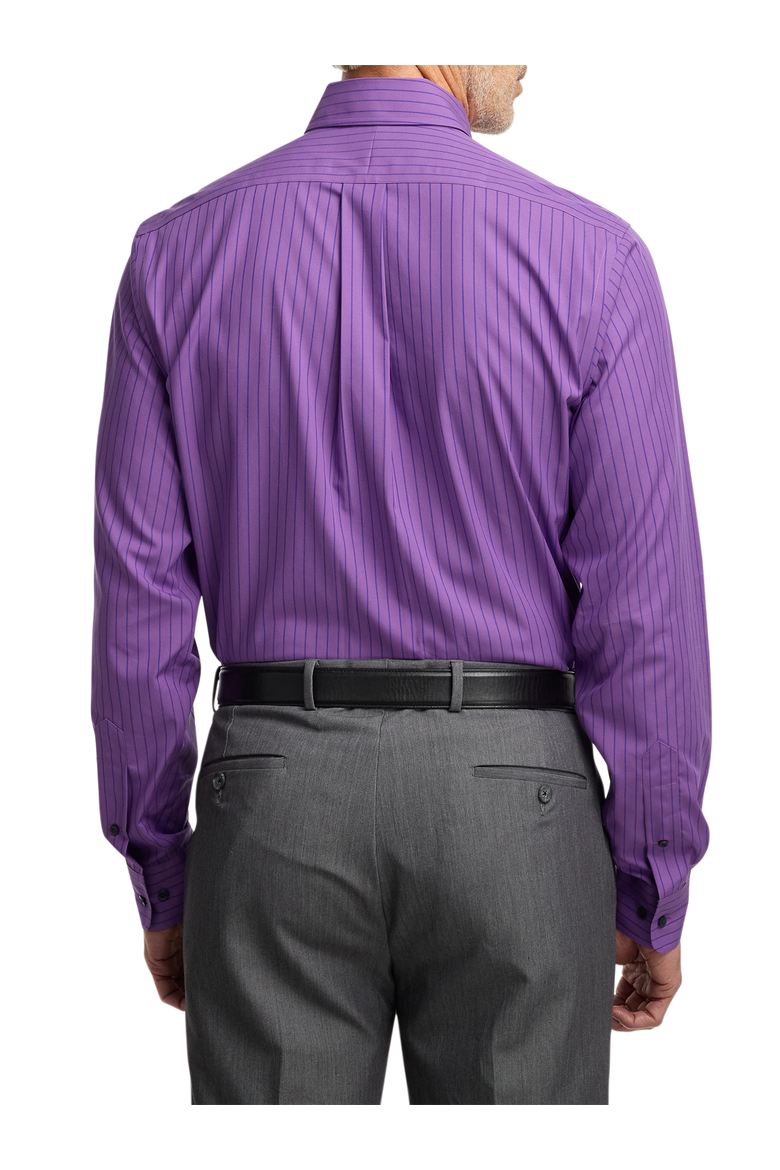 Cotton Buttondown Collar Broadcloth Classic Contrast Trim Button Cuff Long Sleeve Shirt, Alternate, color, Purple