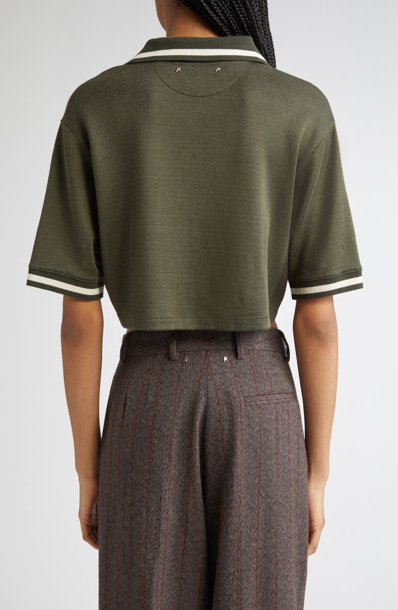 Golden Goose Journey Crop Jersey Polo, Alternate, color, Grape Leaf