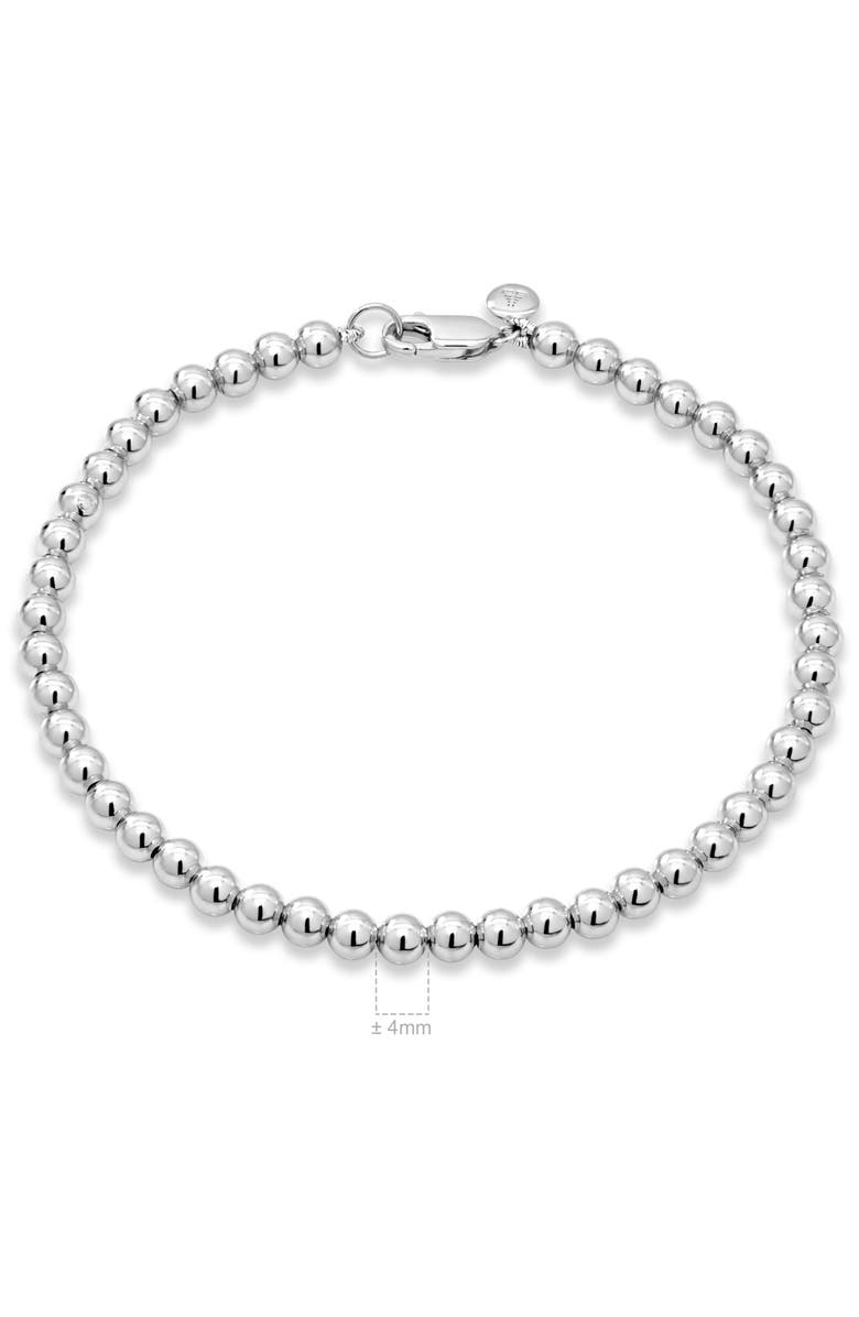 DEVATA 4mm Beaded Ball Chain Bracelet in Rhodium Plated Sterling Silver, Alternate, color, Silver