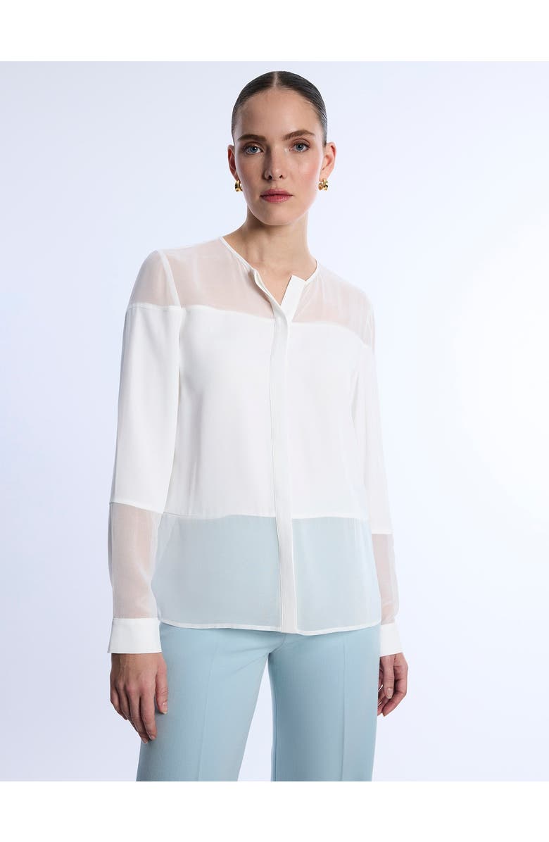 BCBGMAXAZRIA Sheer Panel Blouse, Alternate, color, Jasmine