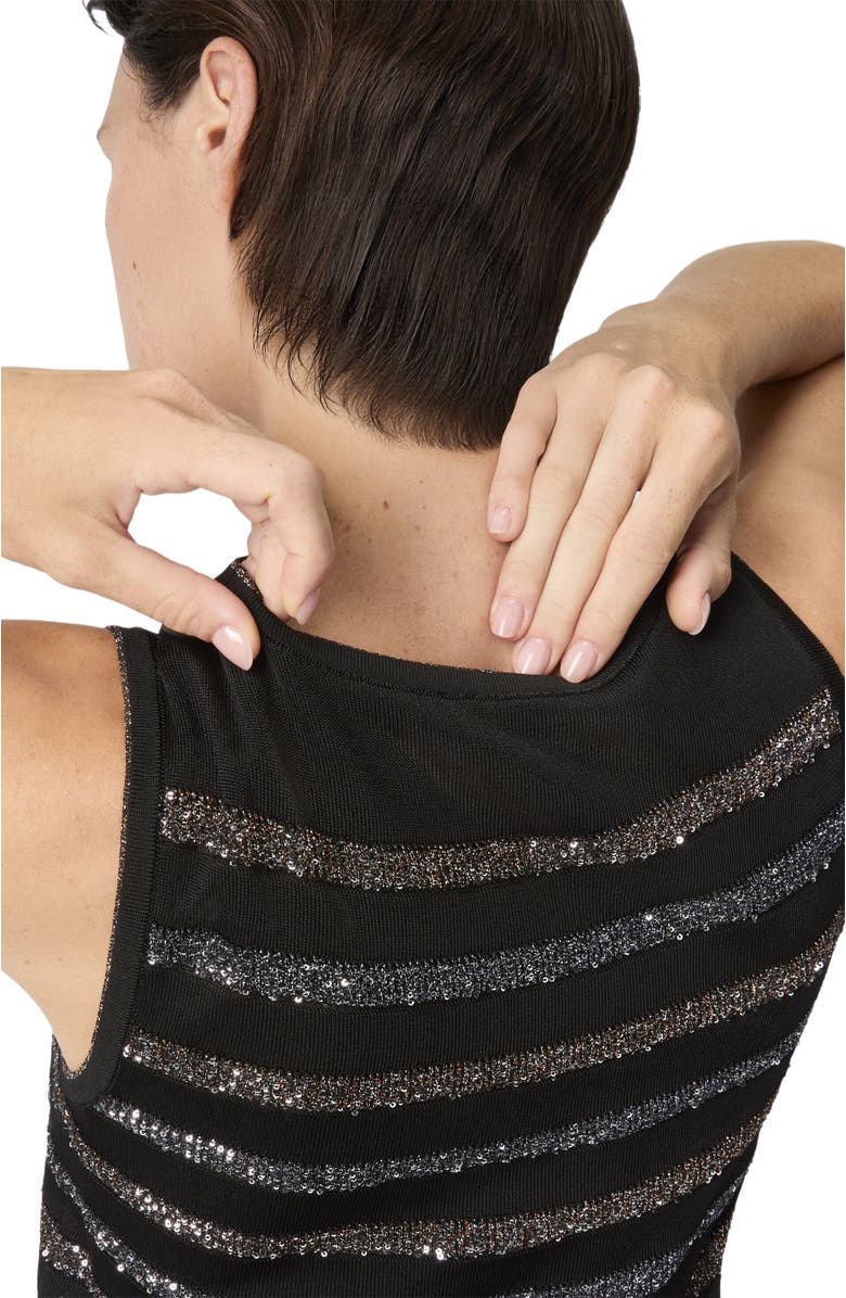 Missoni Sleeveless Striped Mini Dress With Sequins, Alternate, color, Green& Brown