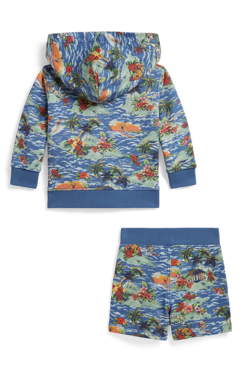 Ralph Lauren Tropical Print Zip Hoodie & Shorts Set, Alternate, color, Ralph Lauren Surf Club