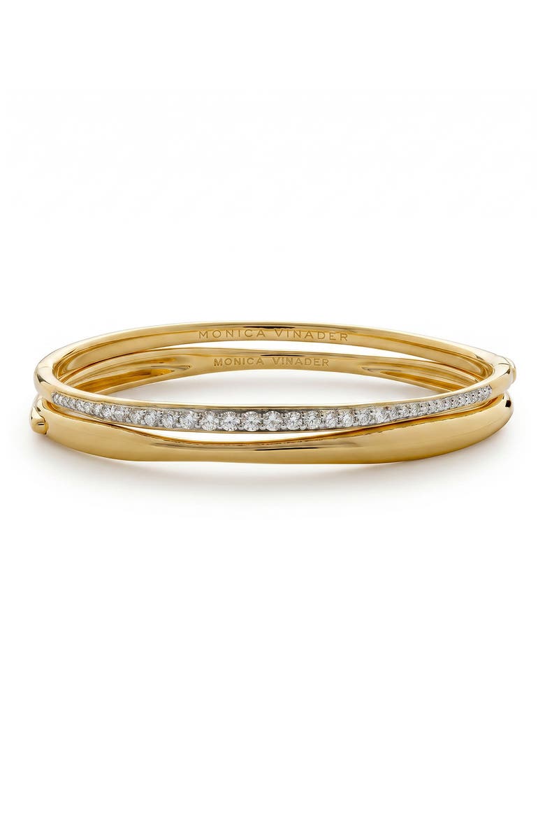 Nura Lab Grown Diamond Set of 2 18K Gold Vermeil Bangle Bracelets, Main, color, 18K GOLD VERMEIL