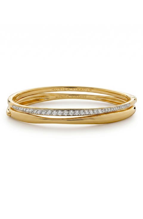 Nura Lab Grown Diamond Set of 2 18K Gold Vermeil Bangle Bracelets