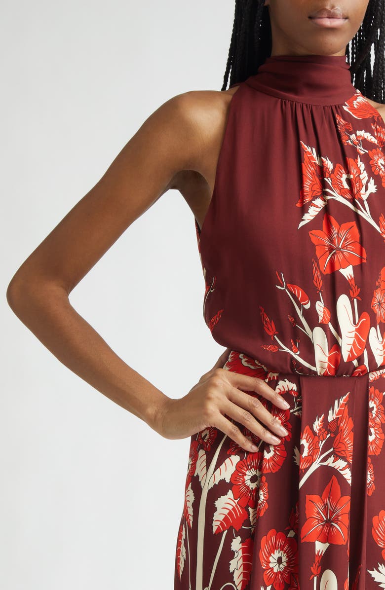 Johanna Ortiz Sacred Currents Floral Print Maxi Dress, Alternate, color, Wine / Red