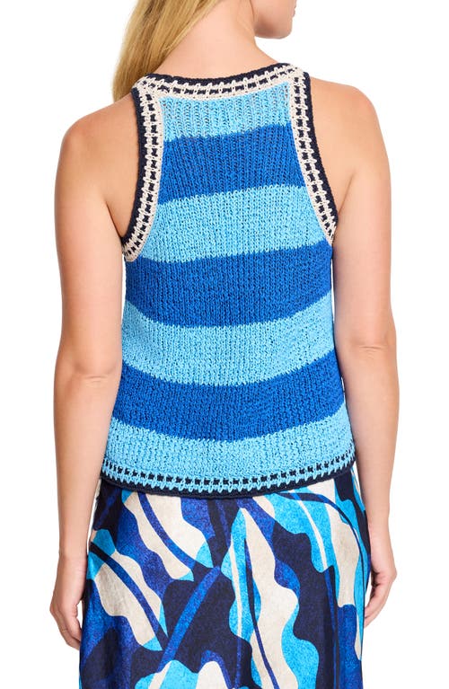 Nic + Zoe Nic+zoe Coastline Stripe Sweater Tank In Blue Multi