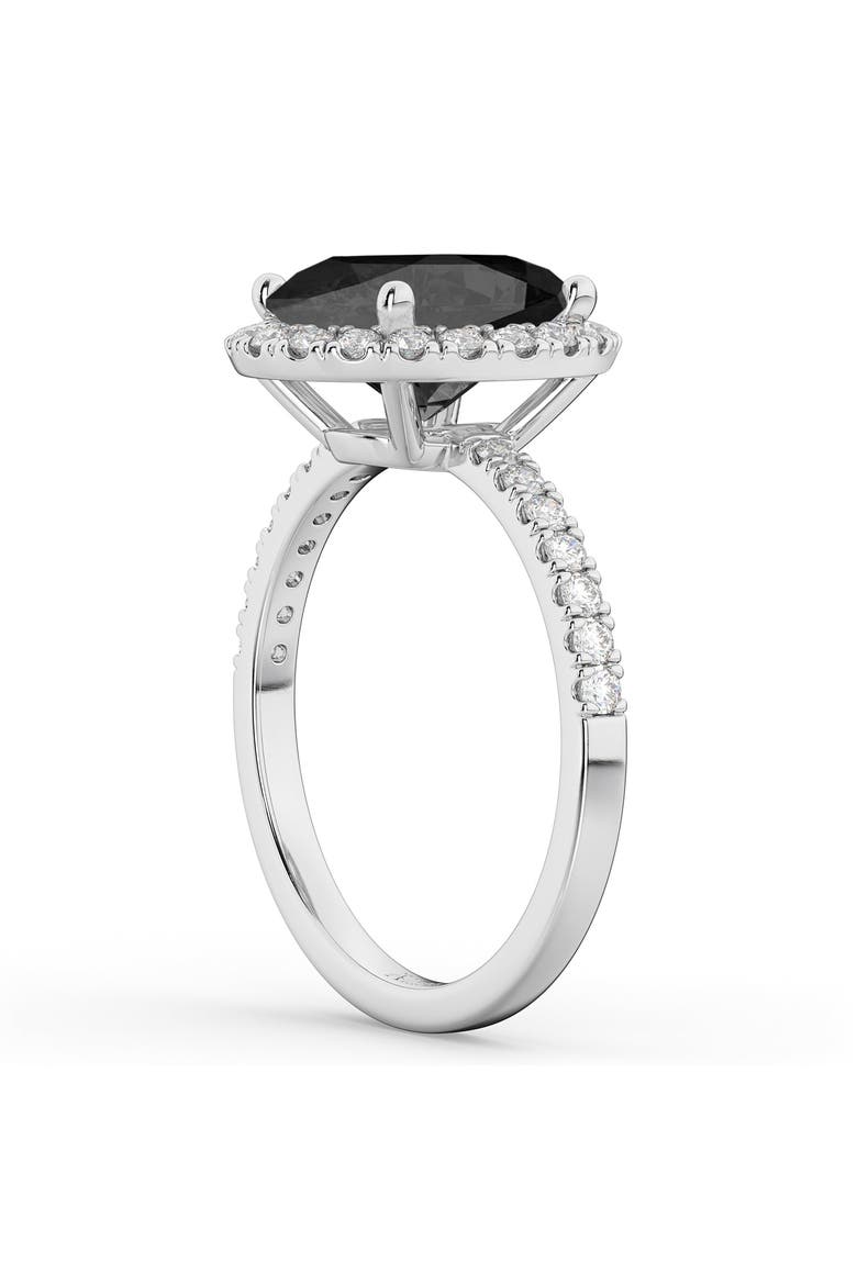 Oval Cut Halo Black Onyx & Diamond Engagement Ring 14K, Alternate, color, 2.91ct/White Gold
