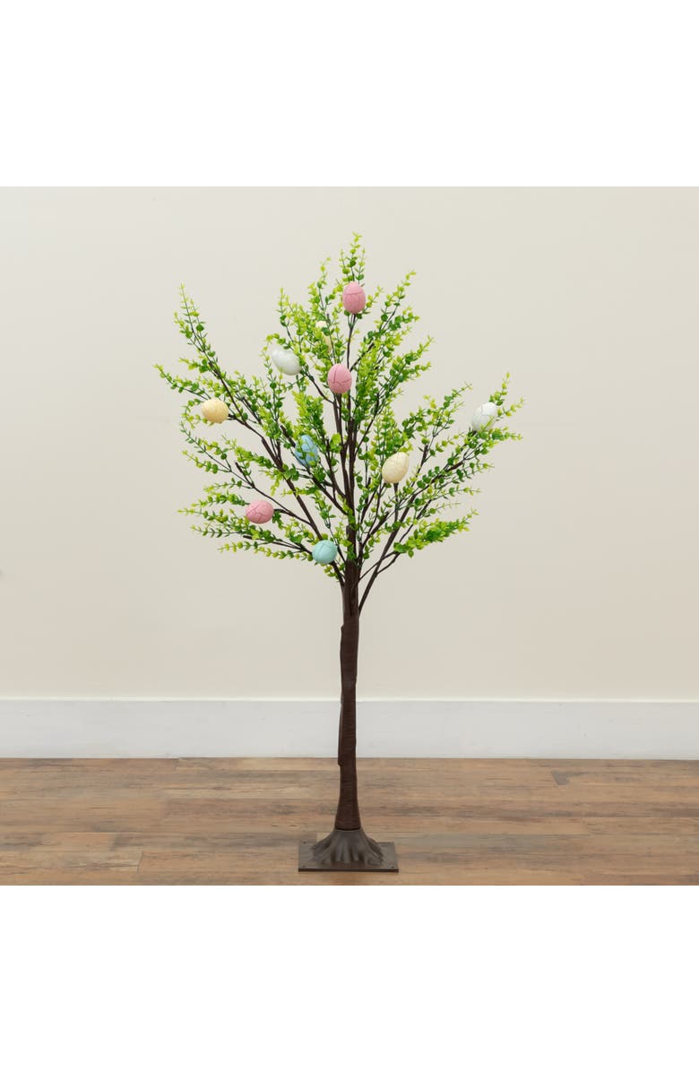 NEARLY NATURAL 3-ft Pre-Lit Artificial Easter Egg Twig Tree with Greens and 40 Warm White LED Lights, Alternate, color, Green