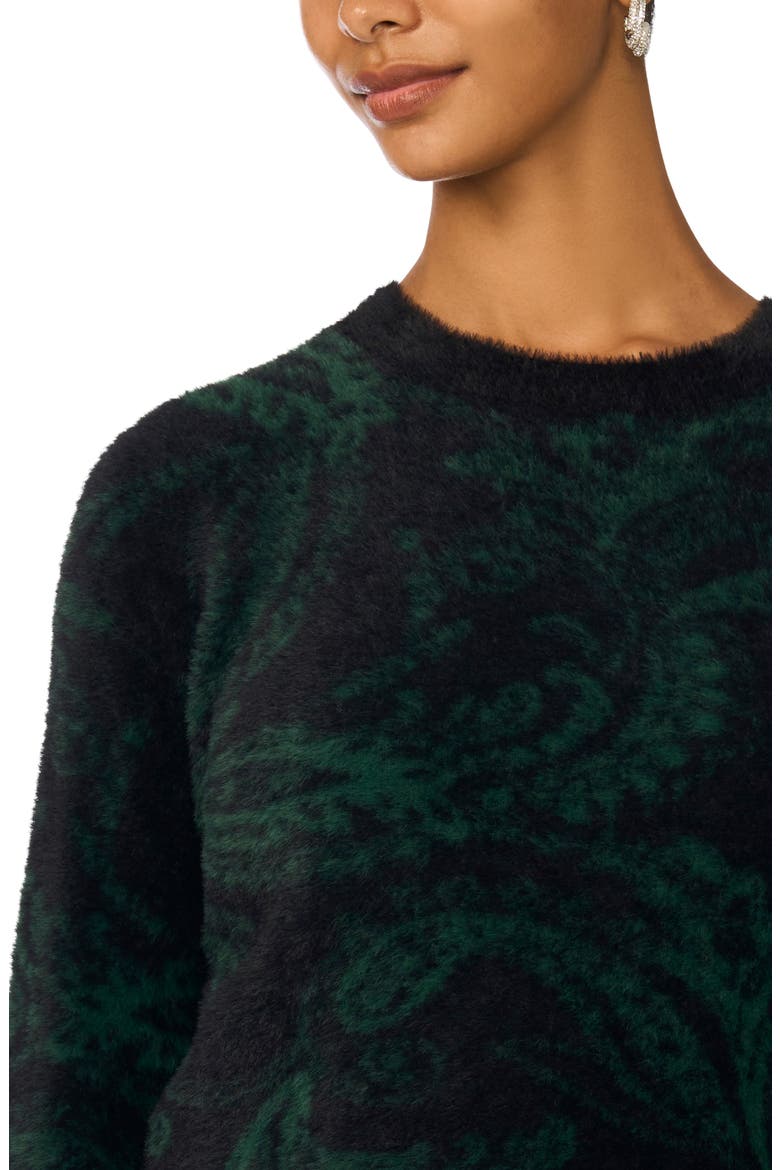 Paisley Eyelash Jacquard Sweater, Alternate, color, RICH BLACK