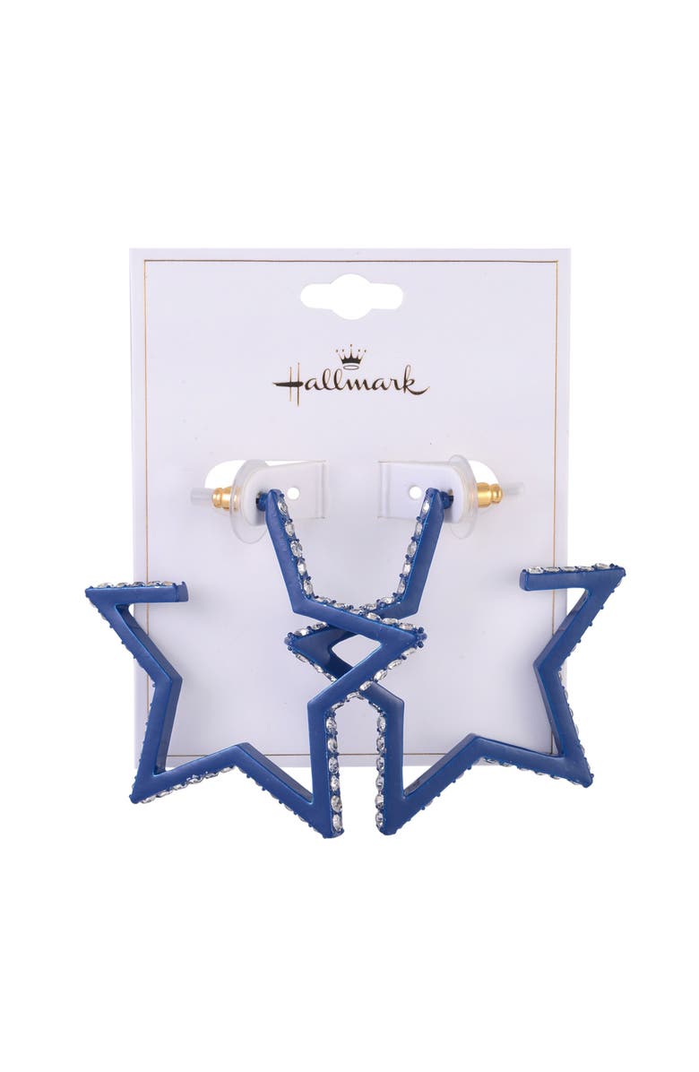 Hallmark Blue Star Hoop Earrings, Alternate, color, Blue