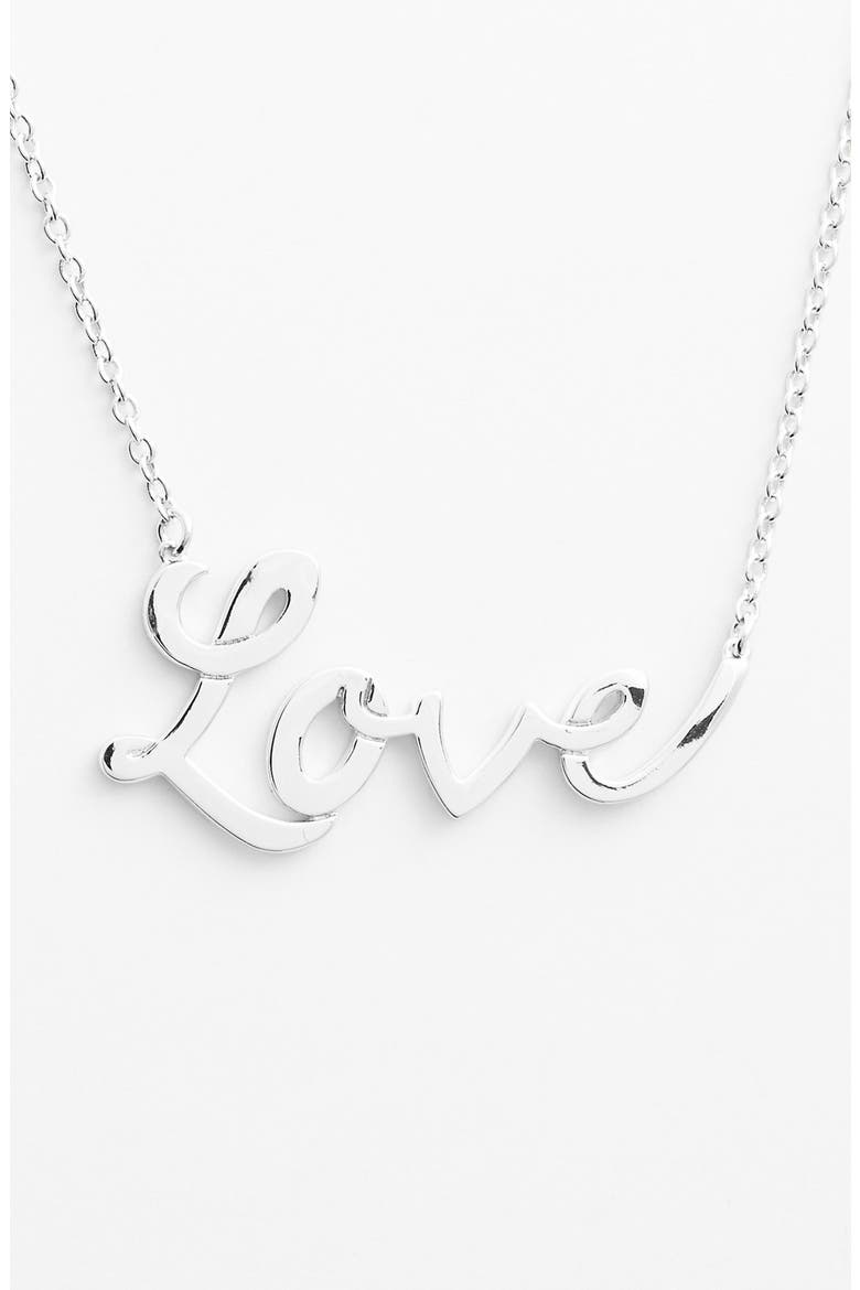 'Attitude' Pendant Necklace (Nordstrom Exclusive), Main, color, LOVE- SILVER