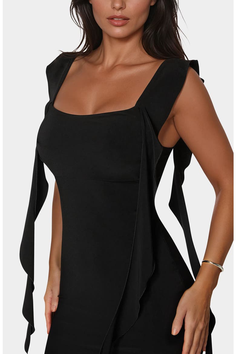 Cascade Ruffle Sleeveless Jersey Maxi Dress, Alternate, color, BLACK