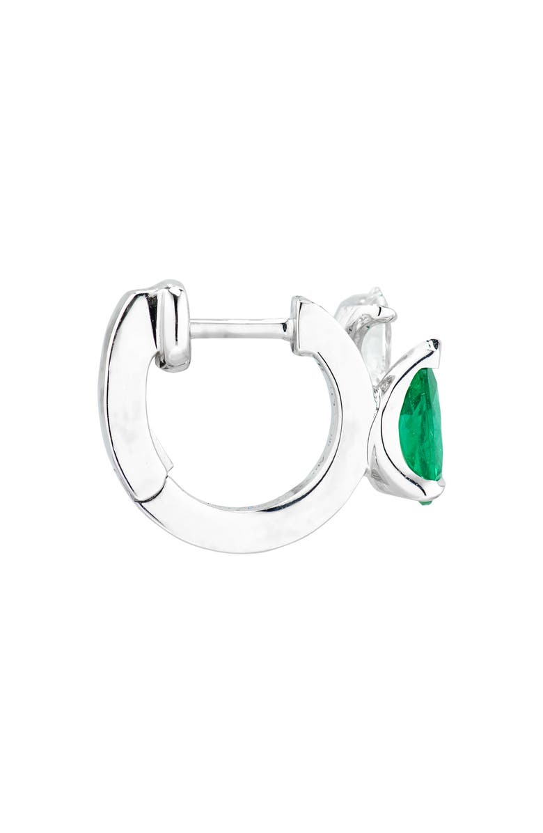 REPOSSI Serti Sur Vide Diamond & Emerald Single Hoop Earring, Alternate, color, White Gold/ Emerald