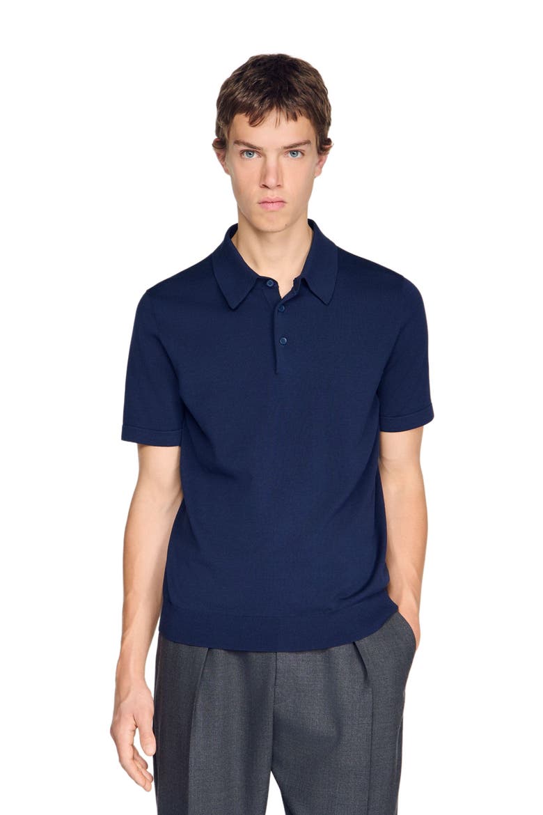 Cotton and silk polo shirt, Alternate, color, Royal blue