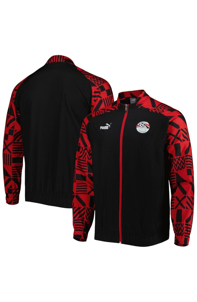 PUMA Men's Puma Black Egypt National Team Pre-Match Raglan Full-Zip Training Jacket, Main, color, 