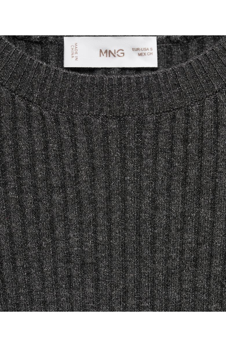 MANGO TEEN Ribbed Long Sleeve Sweater Dress, Alternate, color, Charcoal