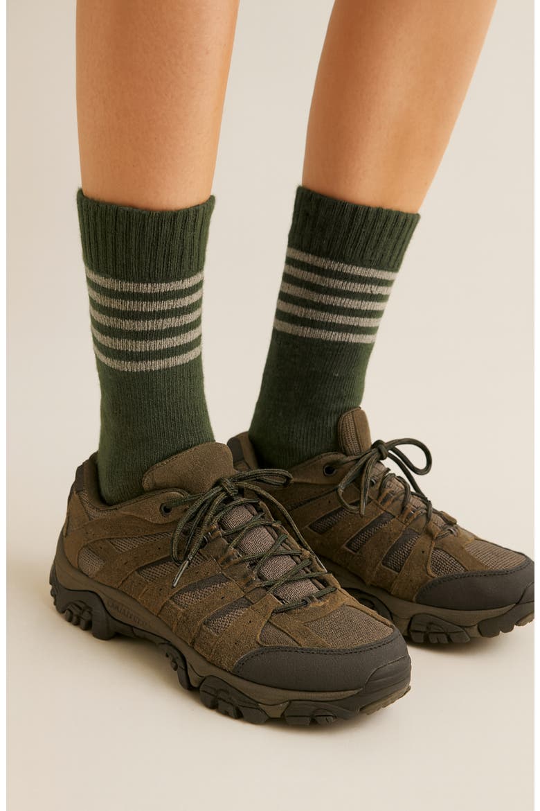 2-Pack Stripe Wool & Yak Blend Crew Socks, Alternate, color, KELP/PORTOBELLO HEATHER MUL1