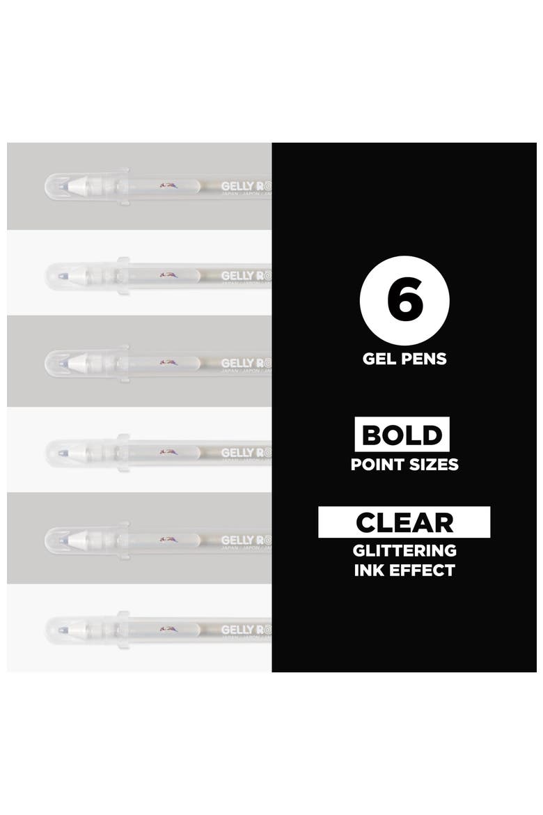 Gelly Roll Stardust Glitter Gel Pens, Clear, Bold Line, 6 Pack, Alternate, color, Multicolor