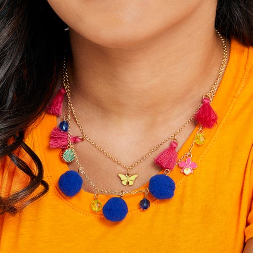 Disney Pom Pom Tassel Charm Necklace In Pink
