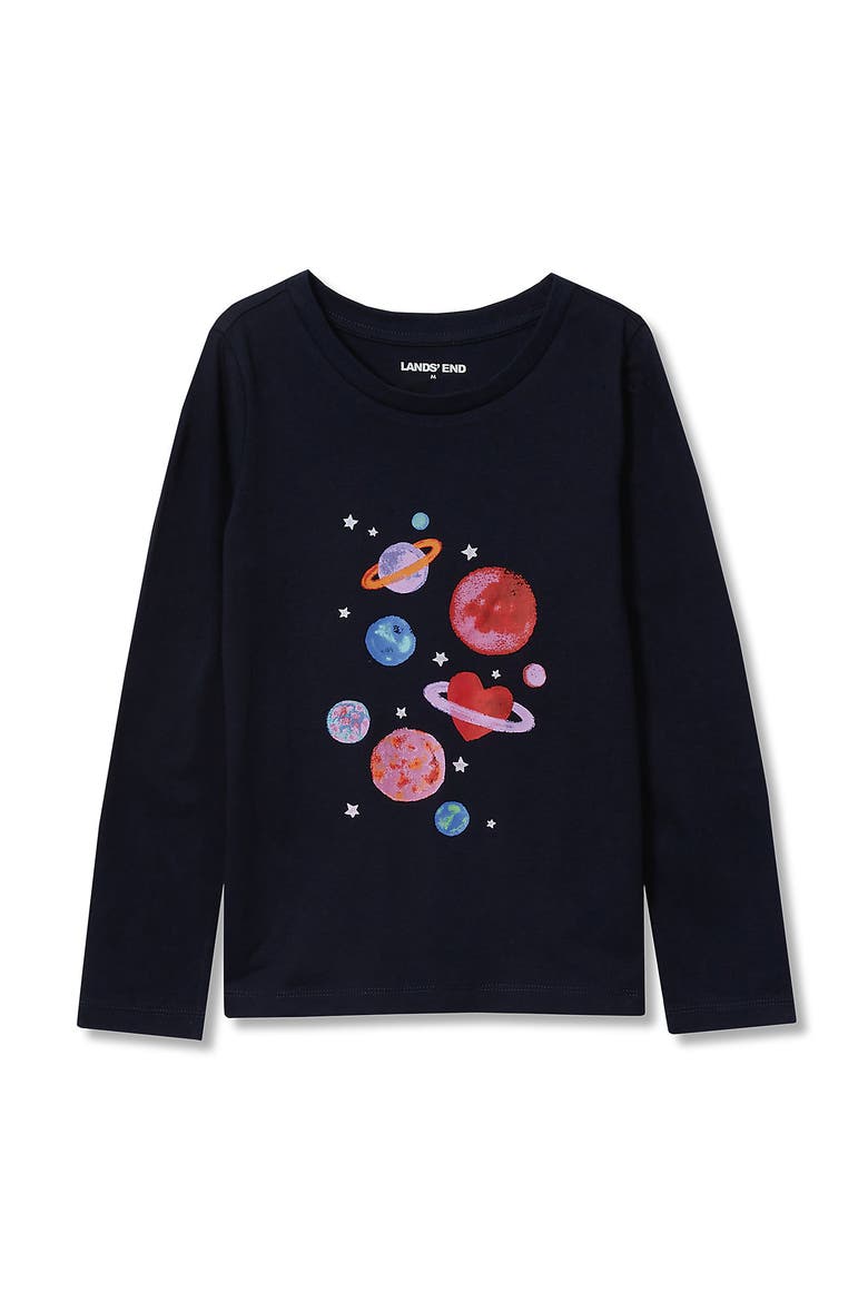 Girls Graphic Tee Shirt, Main, color, Classic Navy Planets