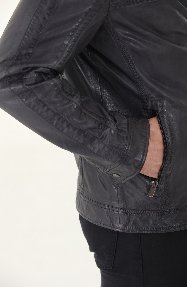 Missani Le Collezioni Water Resistant Leather Racer Jacket, Alternate, color, Charcoal