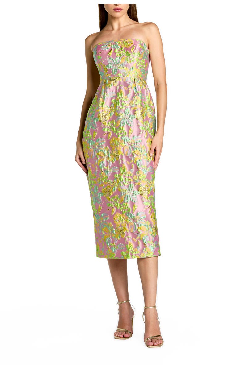 Mac Duggal Strapless Floral Brocade Midi Dress, Main, color, Blush Multi