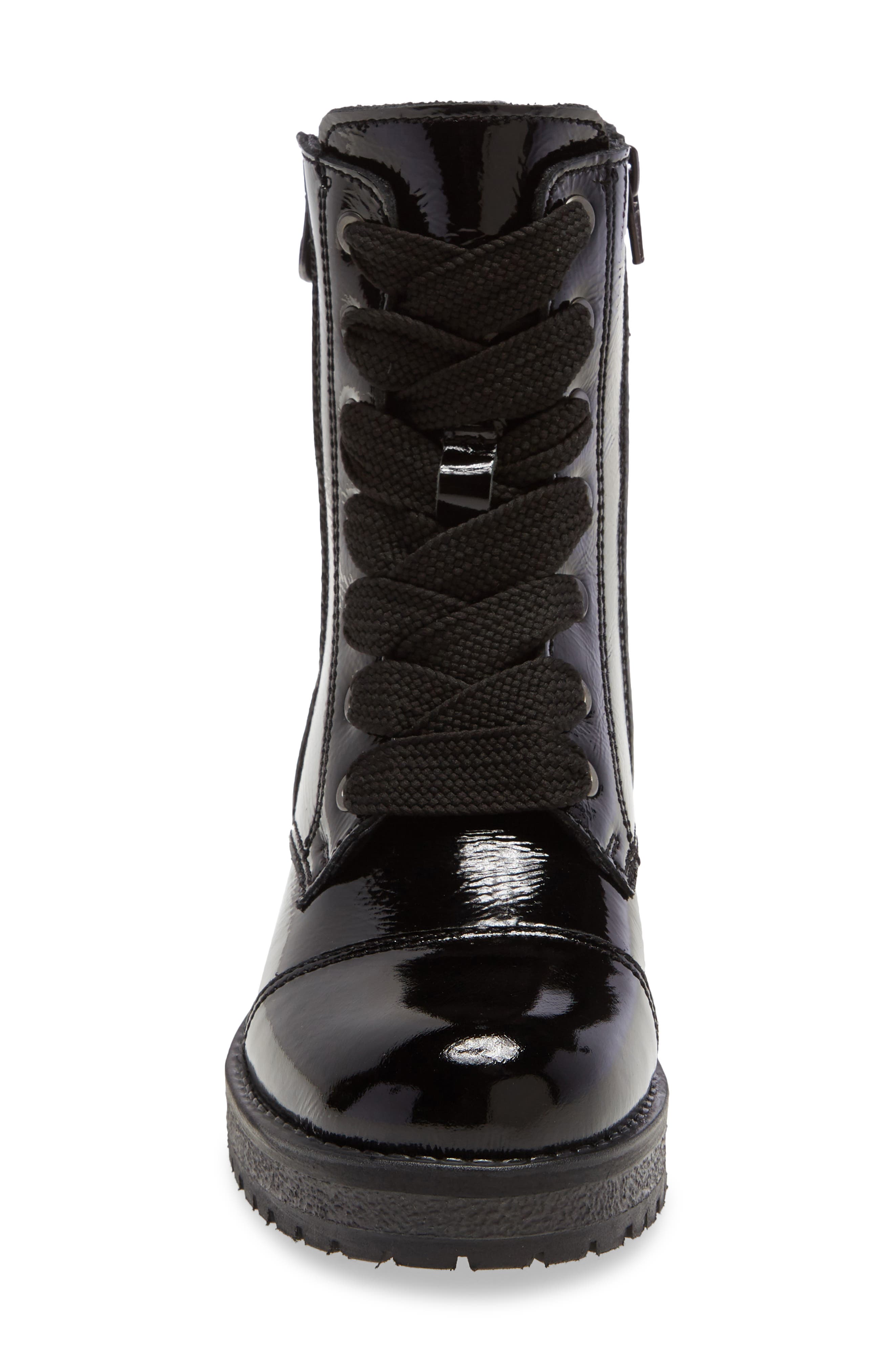 Paulie Waterproof Lace-Up Bootie, Alternate, color, BLACK PATENT