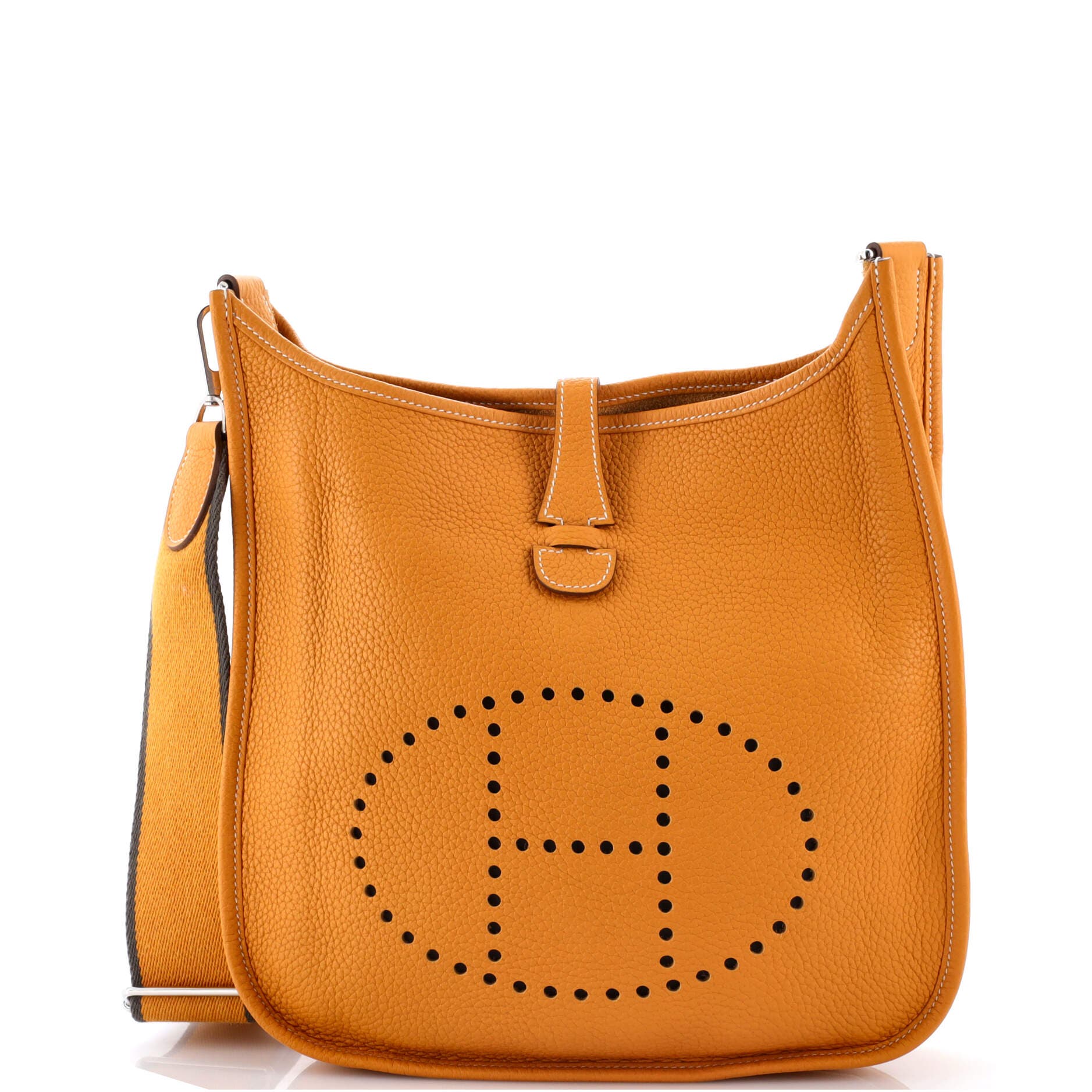 Pre-Owned Hermes Evelyne Bag Gen III Clemence PM, Main, color, Moutarde