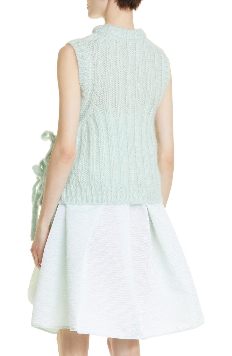 Cecilie Bahnsen Bow Detail Cable Knit Mohair 
Virgin Wool Sleeveless Sweater, Alternate, color, 