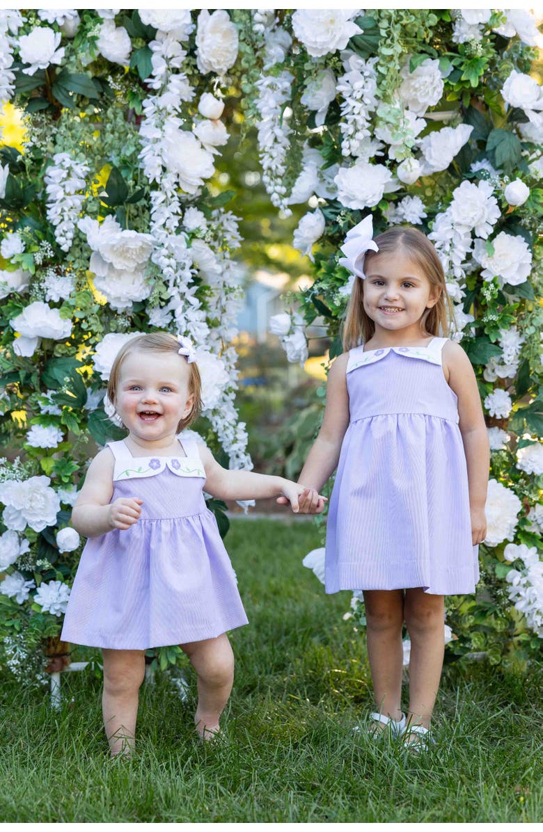 Florence Eiseman Pincord Dress with Flowers, Alternate, color, Lavender/White