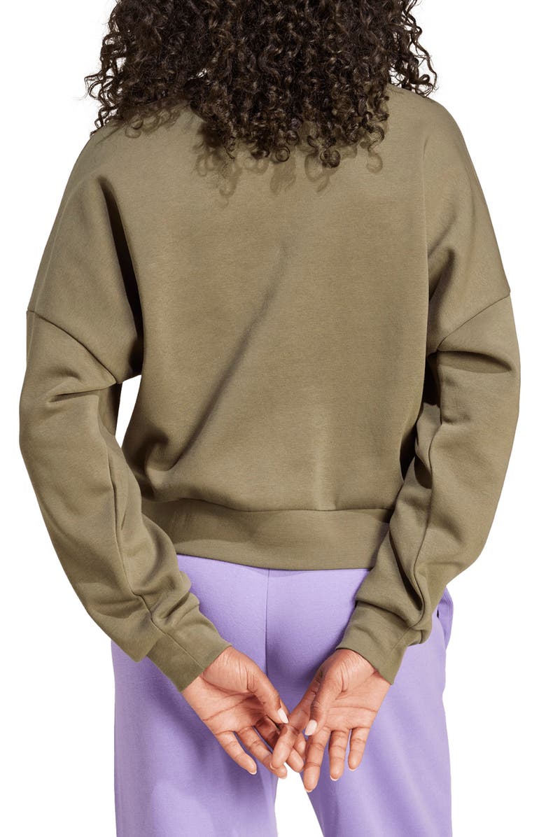 adidas Essentials Small Logo Feel Sweatshirt, Alternate, color, Olive Strata/ White