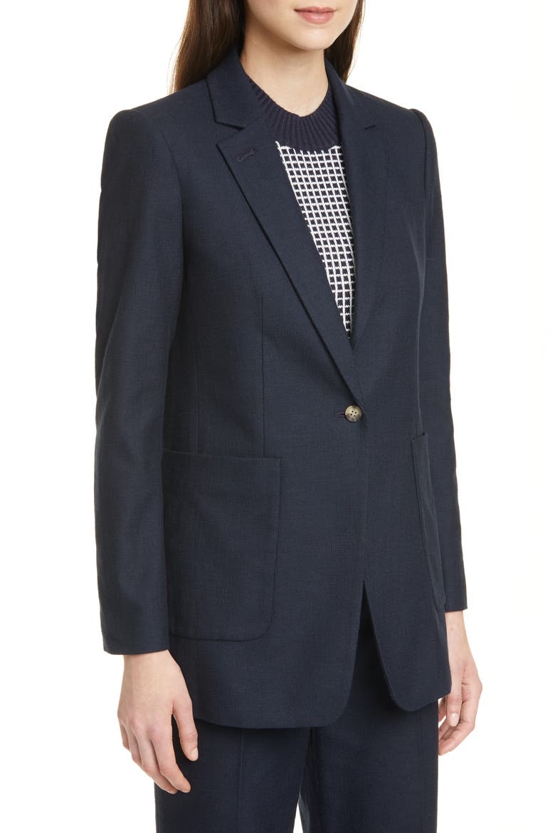 Textured Cotton Blend Jacket, Alternate, color, NAVY