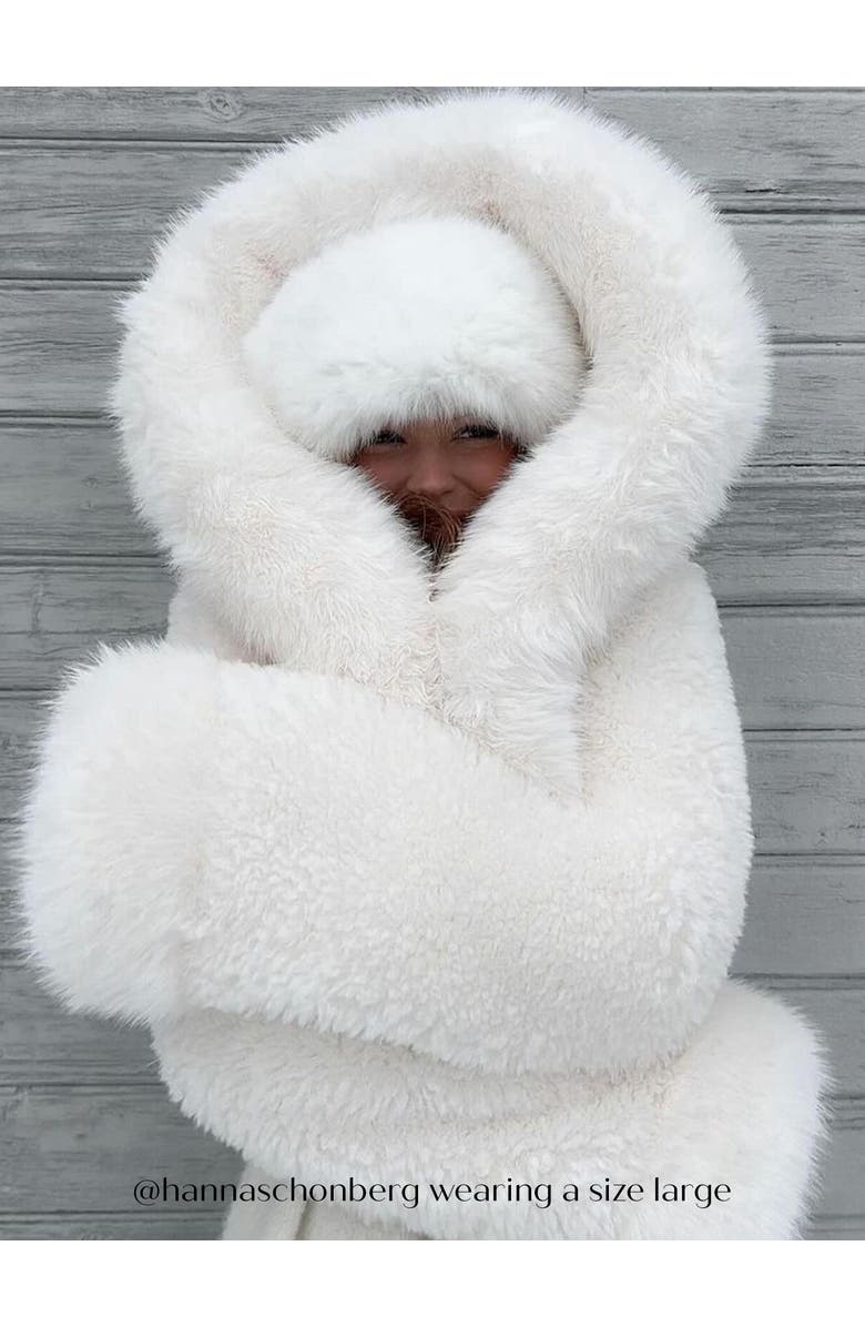 Miss Circle Kali Statement Cropped Faux Fur Hoodie Jacket, Alternate, color, White