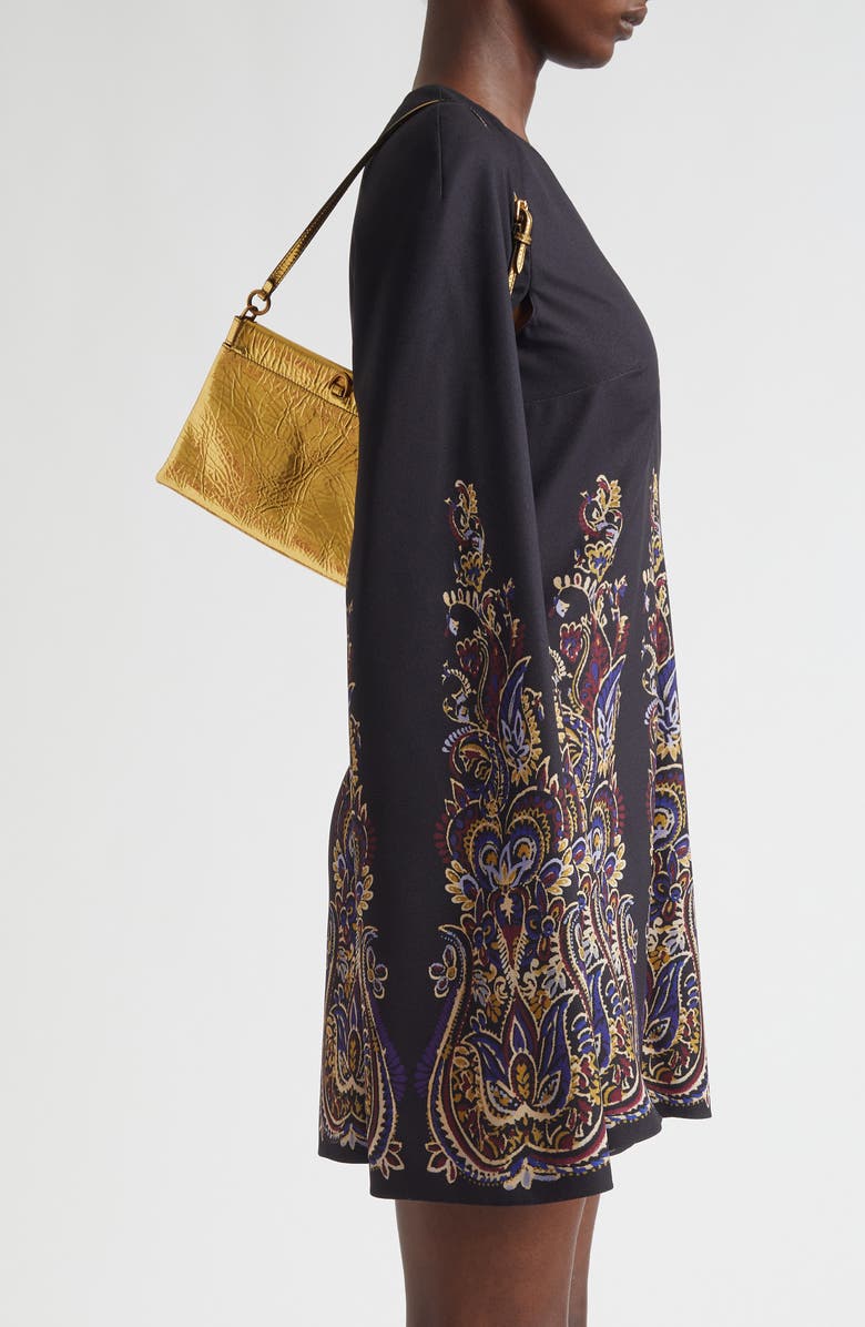 Etro Extra Small Clutch Talk Crinkled Metallic Leather Clutch, Alternate, color, Gold