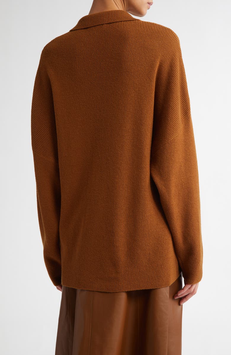 FFORME Louise Merino Wool & Cashmere Rib Polo Sweater, Alternate, color,