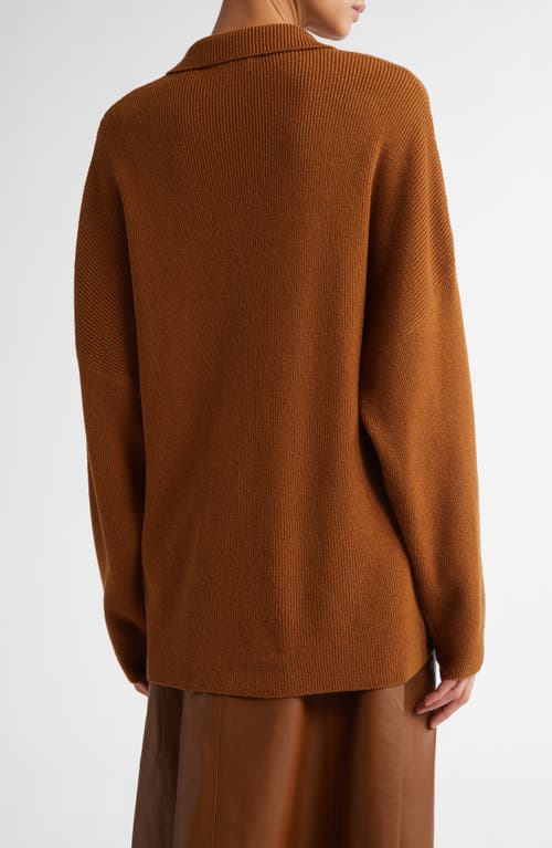 Shop Fforme Louise Merino Wool & Cashmere Rib Polo Sweater In Ochre