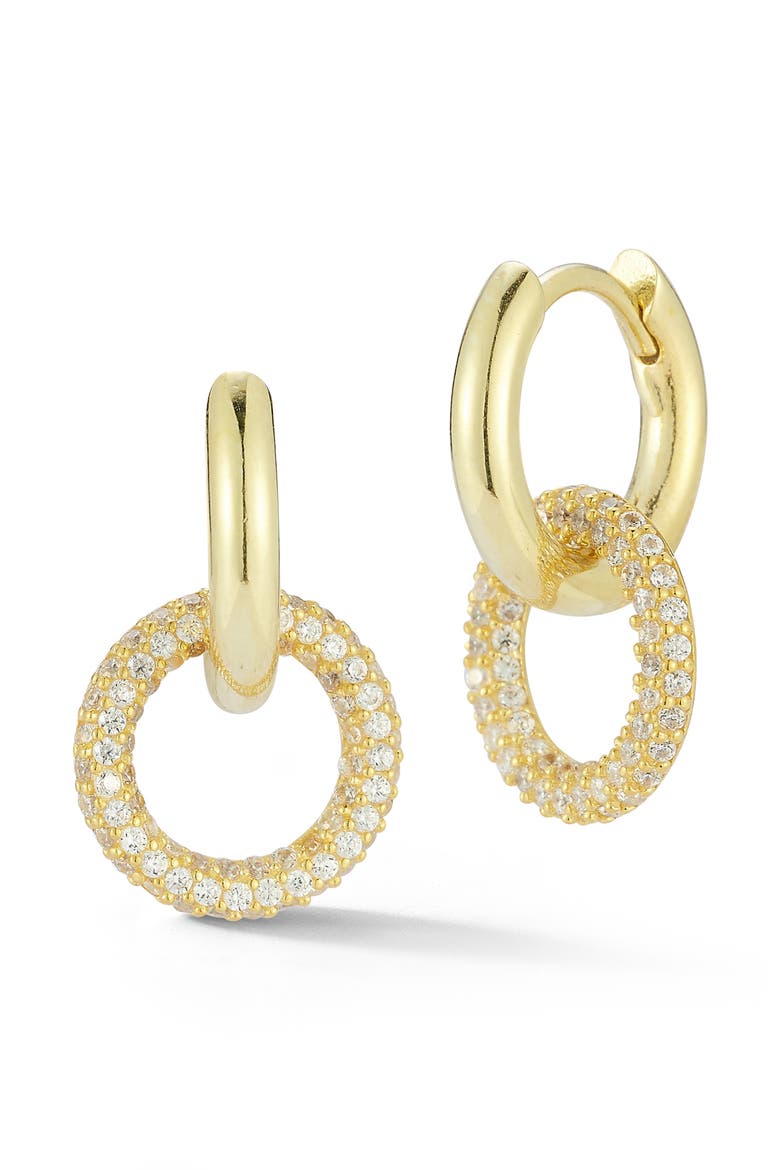 Pavé Double Link Earrings, Main, color, GOLD