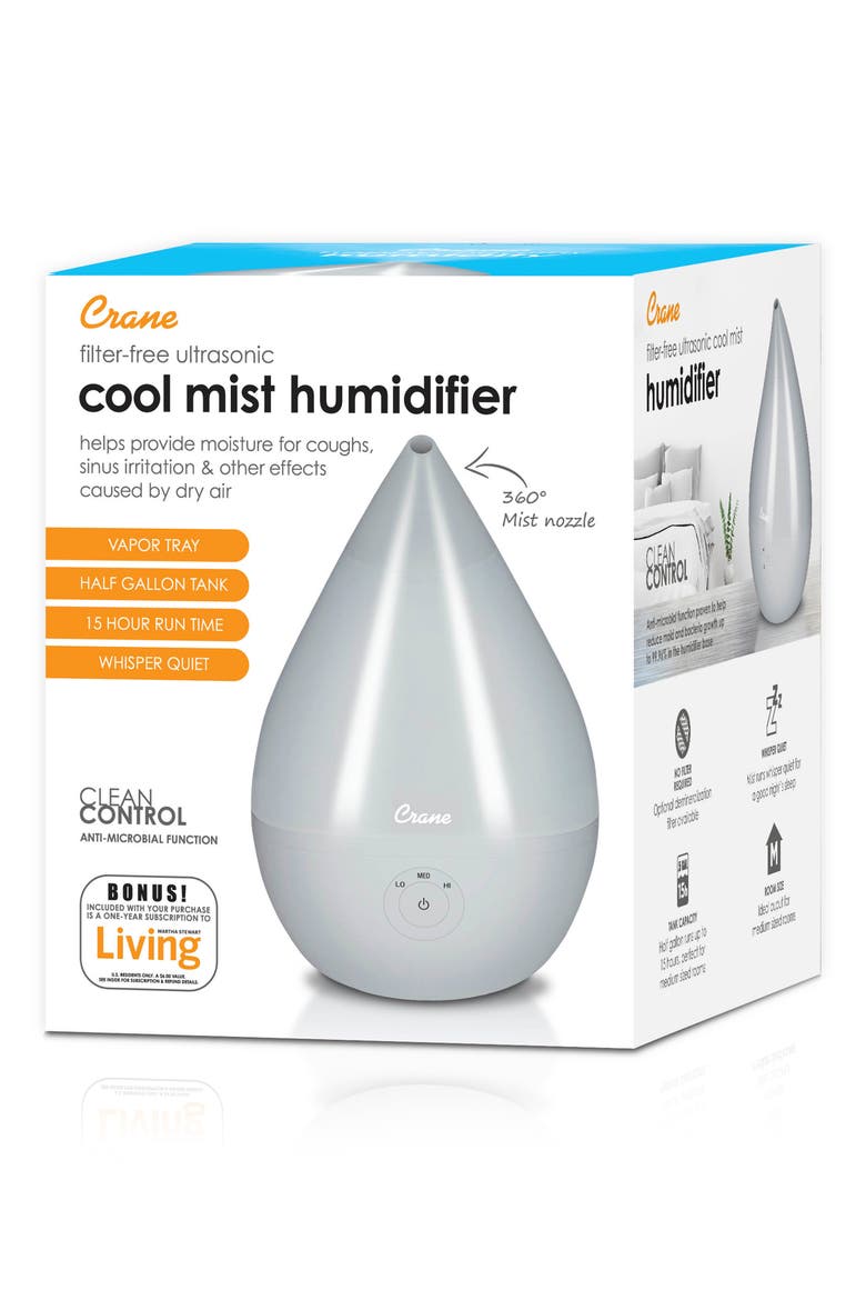 Droplet 1/2-Gallon Cool Mist Humidifier, Alternate, color, GREY