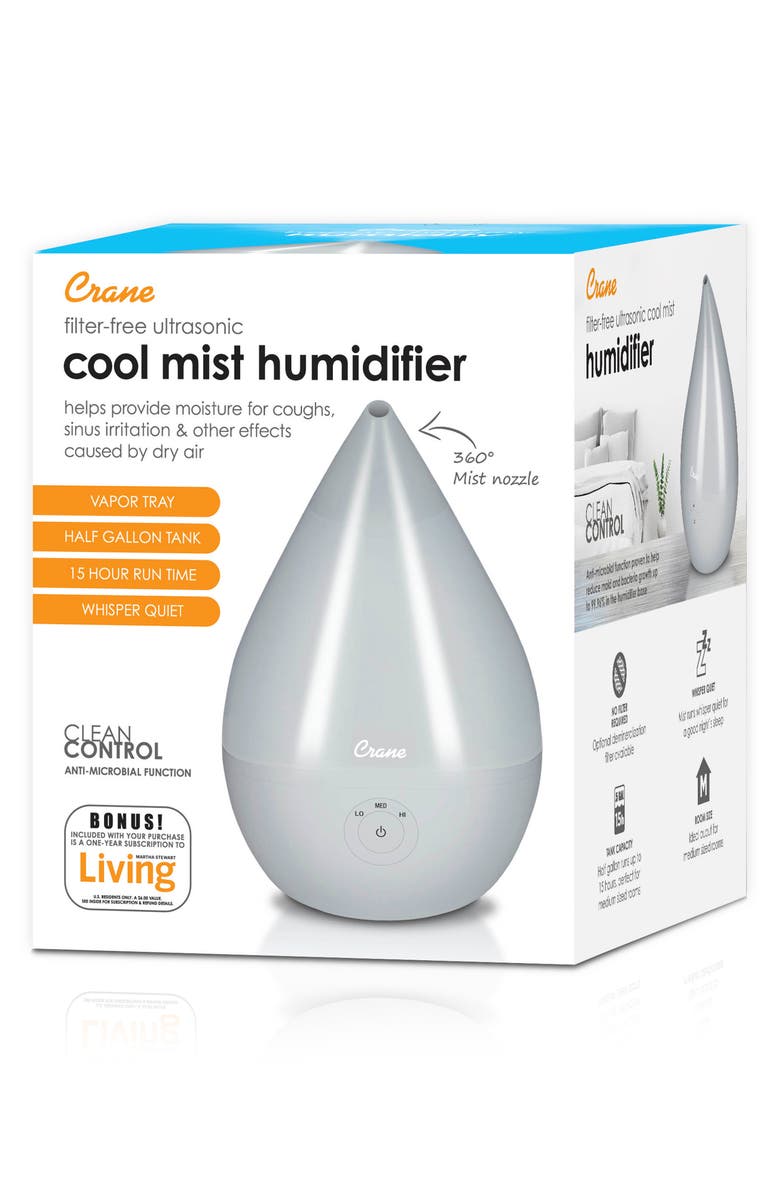 Crane Air Droplet 1/2-Gallon Cool Mist Humidifier, Alternate, color, Grey