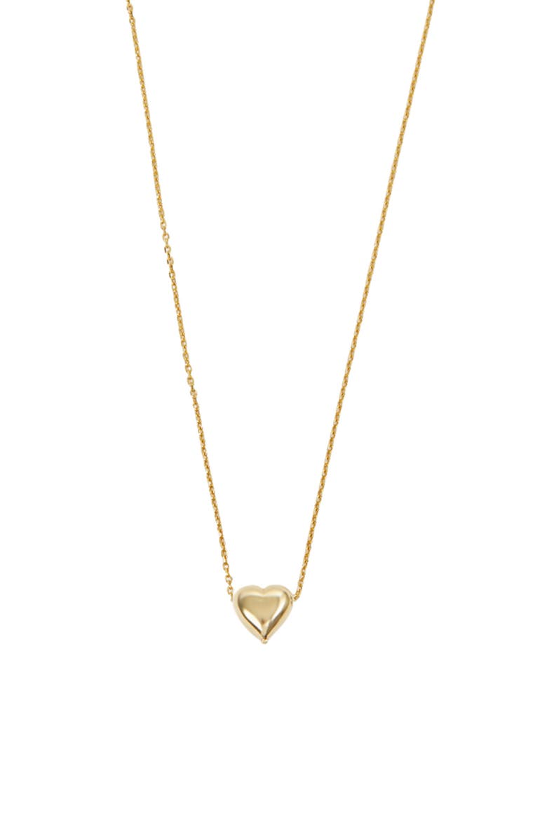 Carded Puffy Heart Pendant Necklace, Main, color, GOLD