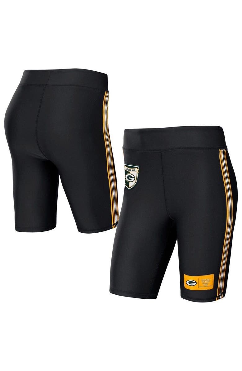 WEAR by Erin Andrews Women's WEAR by Erin Andrews Black Green Bay Packers Biker Shorts, Main, color, 