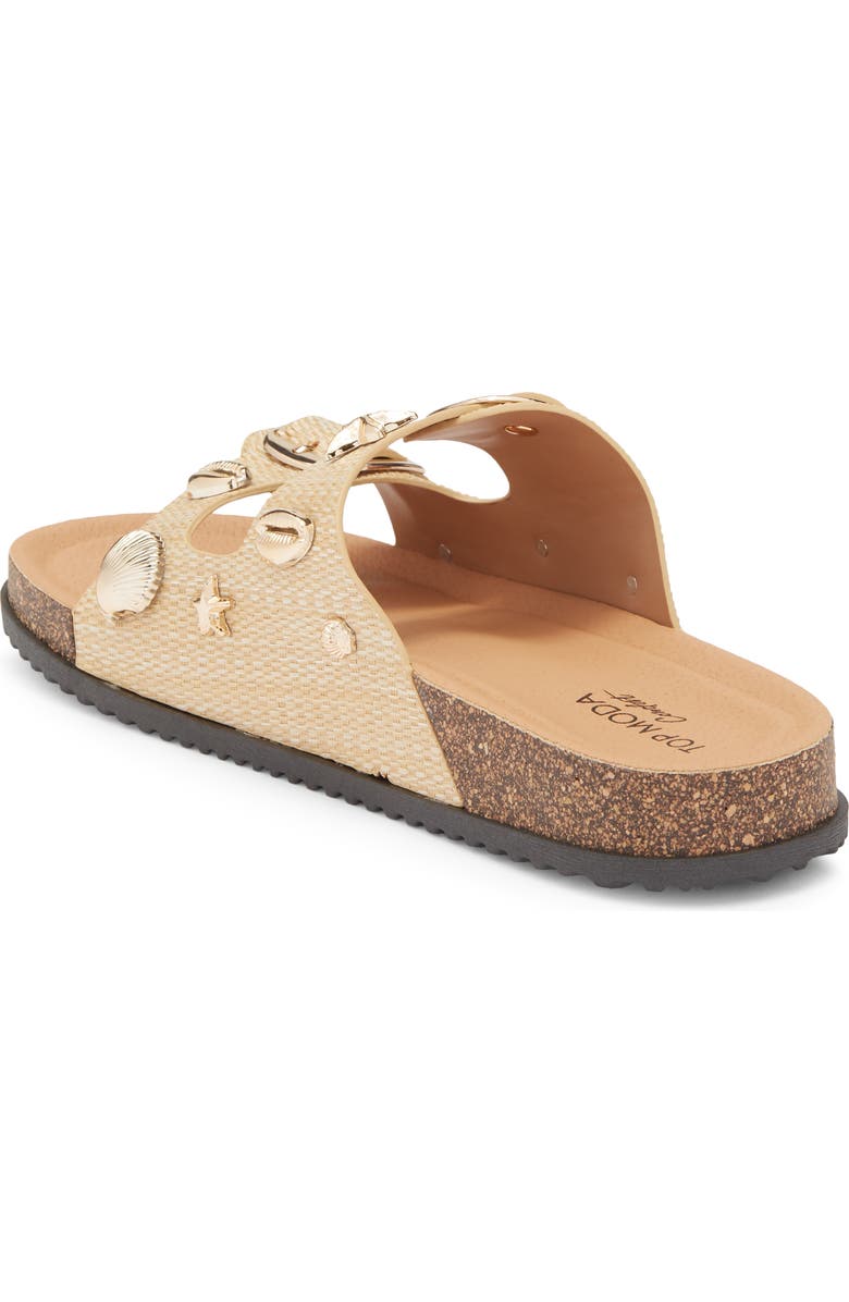 TOP MODA Arissa Slide Sandal, Alternate, color, Dnu/Beige Raffia