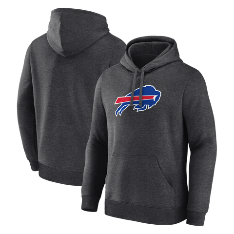 Men's Logo Athletic Heather Charcoal Buffalo Bills Primary Logo Hoodie