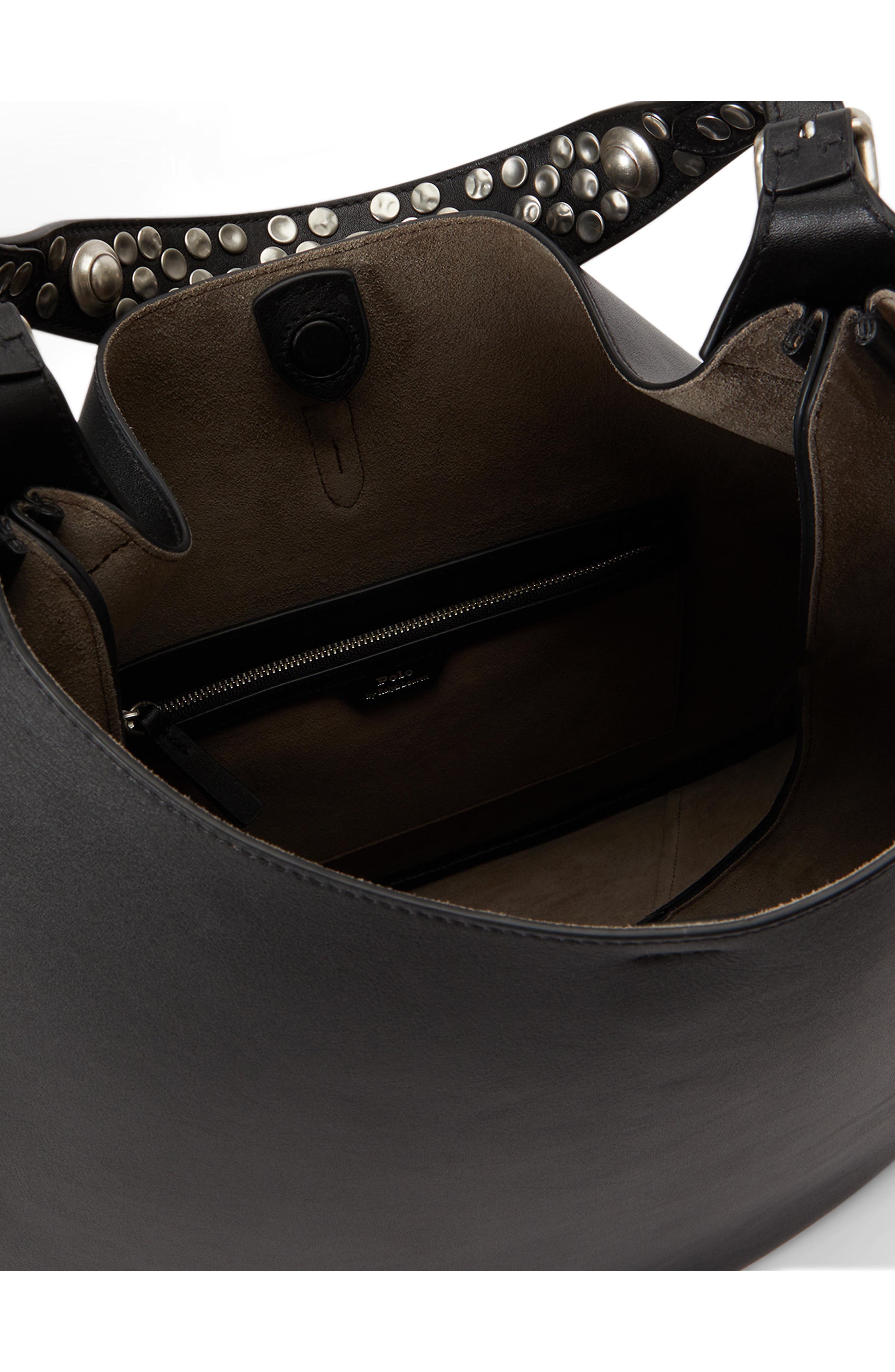 ID Leather Shoulder Bag, Alternate, color, BLACK