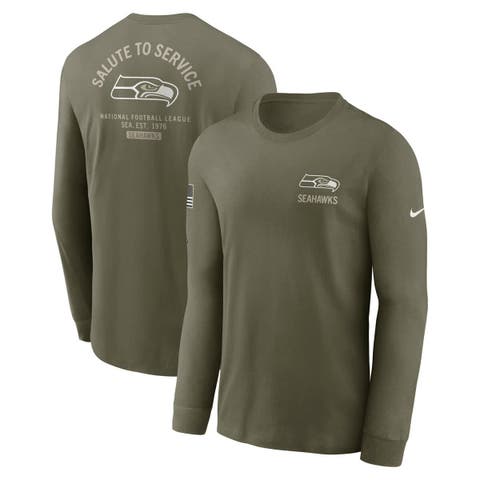 Men's Nike Olive Seattle Seahawks 2025 Salute to Service Sideline Long Sleeve T-Shirt