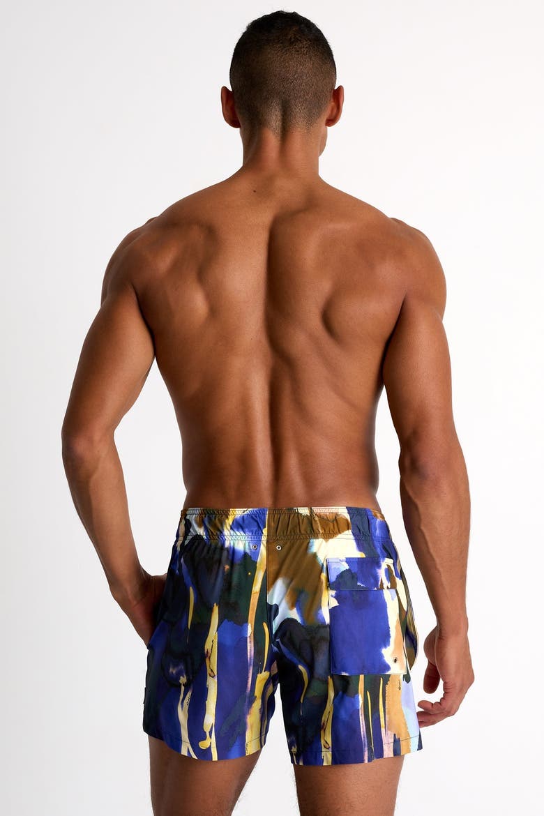 Classic fit stretch swim trunks, Alternate, color, Print